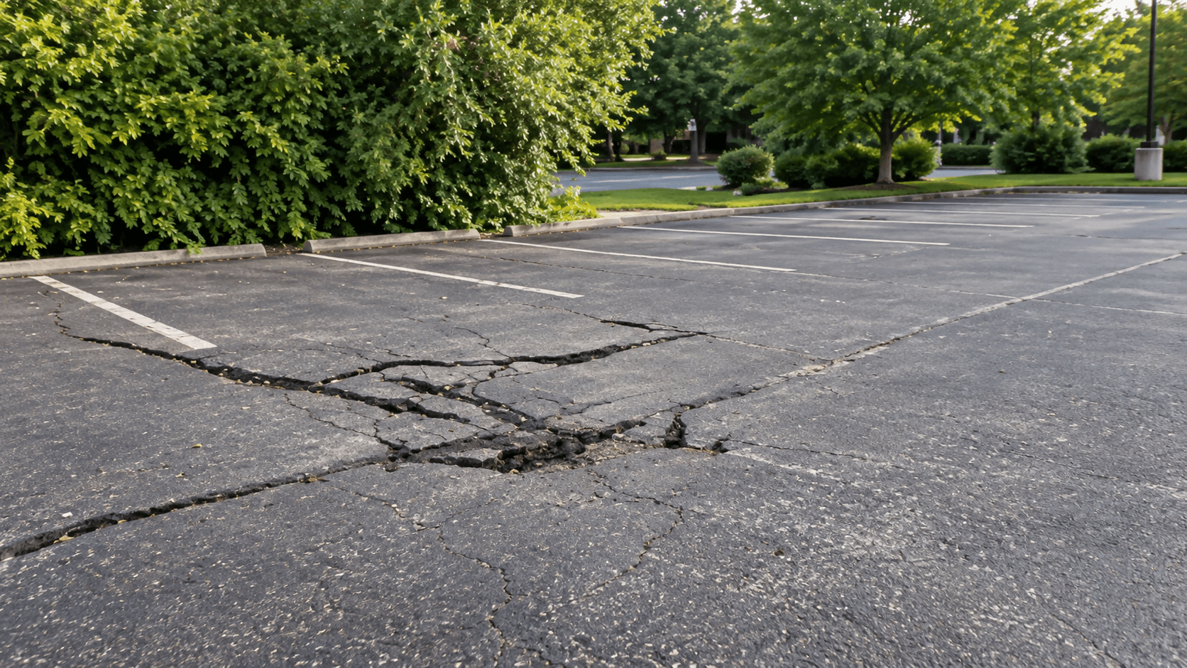 Crack Filling commercial parking lot in the Hamptons, NY