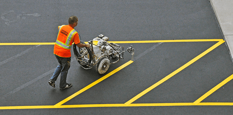 Striped parking lot